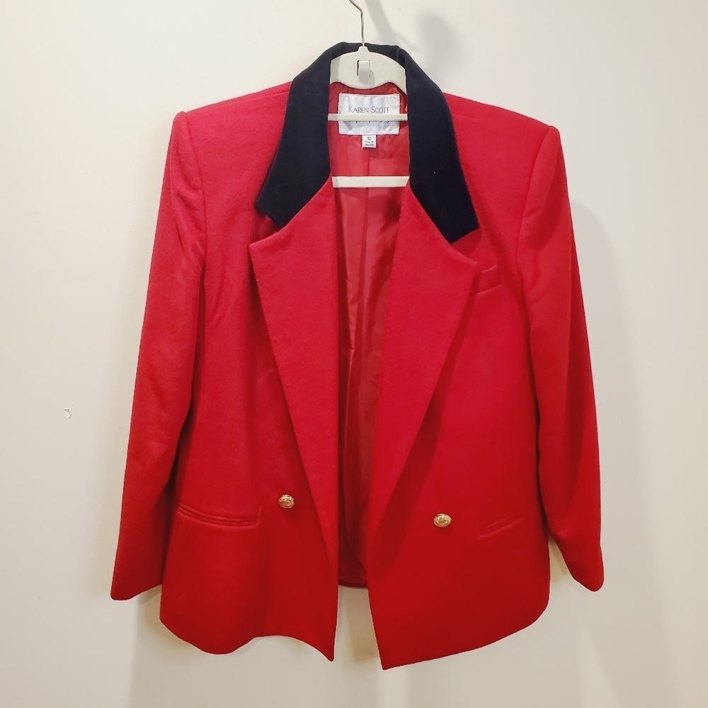 KAREN SCOTT women's red wool blended blazer size 12